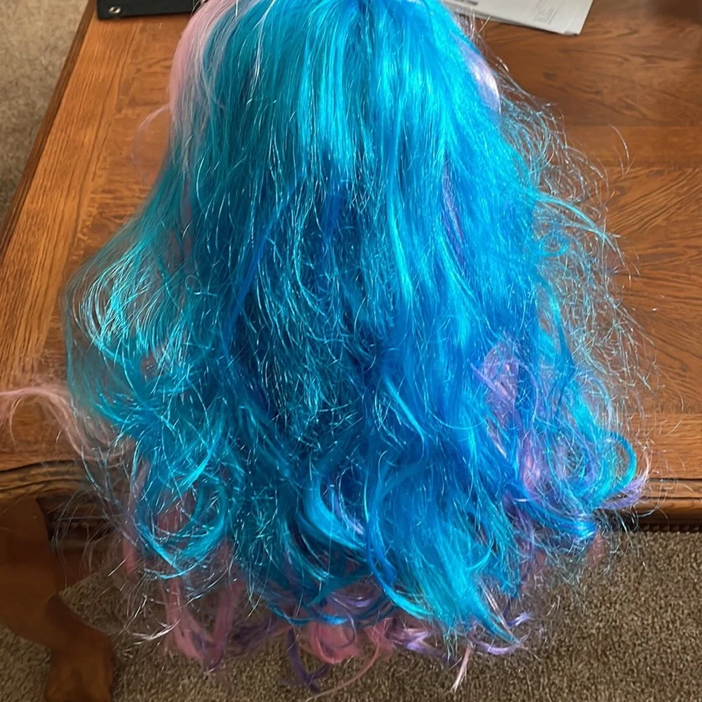 Girl’s pink and Blue and purple long wig